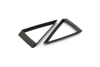 Black Triangle Ring, 24 Oxidized Brass Black Triangle Thick Cut Connectors (17x30x0.45x2mm) D0222 S546