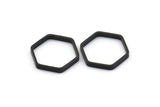 Black Hexagon Charm, 25 Black Oxidized Brass Hexagon Ring Charms (16x0.8x2mm) BS 1182 s613