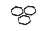 Black Hexagon Charm, 25 Black Oxidized Brass Hexagon Ring Charms (16x0.8x2mm) BS 1182 s613