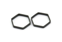 Black Hexagon Charm, 25 Black Oxidized Brass Hexagon Ring Charms (18x0.8x2mm) BS 1185 S514