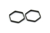 Black Hexagon Charm, 25 Black Oxidized Brass Hexagon Ring Charms (18x0.8x2mm) BS 1185 S514