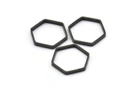 Black Hexagon Charm, 25 Black Oxidized Brass Hexagon Ring Charms (18x0.8x2mm) BS 1185 S514