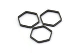 Black Hexagon Charm, 25 Black Oxidized Brass Hexagon Ring Charms (18x0.8x2mm) BS 1185 S514