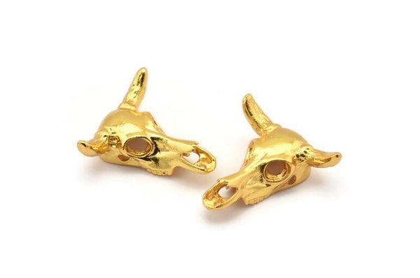 Huge Ox Pendant, Gold Plated Large Ox Head Skull Charms, Pendants (28x26mm) N0403 Q0209