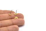 Brass Moon Earring, 12 Raw Brass Tiny Crescent Moon Stud Earrings (8x5x0.80mm) M01822 A2495