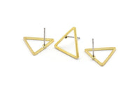 Brass Triangle Earring, 12 Raw Brass Triangle Stud Earrings (17x1mm) Bs 1025 A2261