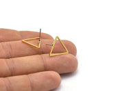 Brass Triangle Earring, 12 Raw Brass Triangle Stud Earrings (17x1mm) Bs 1025 A2261