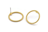 Gold Circle Earring, 2 Gold Plated Brass Circle Stud Earrings (23x2mm) N1695