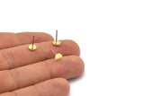 Brass Oval Earring, 12 Raw Brass Tiny Oval Shaped Stud Earrings (6x5x0.80mm) A2804