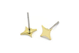 Brass Star Earring, 12 Raw Brass Tiny Star Shaped Stud Earrings (8x6x0.80mm) A2805