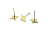 Brass Star Earring, 12 Raw Brass Tiny Star Shaped Stud Earrings (8x6x0.80mm) A2805