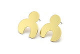 Earring Studs, 8 Raw Brass - Irregular Shaped Stud Earrings - Brass Earrings - Earrings (18x15x0.80mm) A2799