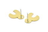 Earring Studs, 8 Raw Brass - Irregular Shaped Stud Earrings - Brass Earrings - Earrings (18x15x0.80mm) A2799