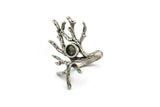 Silver Branch Ring, Antique Silver Plated Brass Branch Ring With 1 Stone Settings - Pad Size 6mm N2012 H1459