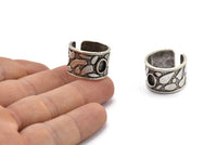 Gümüş Kraliyet Yüzüğü, Antik Gümüş Kaplama Pirinç Kraliyet Yüzüğü, 1 Taş Ayarlı - Ped Boyutu 6x4mm N2014 H1452