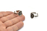 Silver Royal Ring, 2 Antique Silver Plated Brass Royal Rings With 1 Stone Settings - Pad Size 4x6mm N2005 H1444