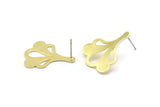 Brass Leaf Earring, 6 Raw Brass Leaf Stud Earrings (25x21x0.80mm) M03267 A2611
