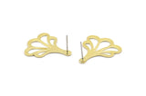 Brass Leaf Earring, 6 Raw Brass Leaf Stud Earrings (25x21x0.80mm) M03270 A2597