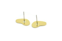 Earring Studs, 8 Raw Brass - Irregular Shaped Stud Earrings - Brass Earrings - Earrings (14x8x0.80mm) A2807