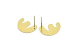 Earring Studs, 8 Raw Brass - Irregular Shaped Stud Earrings - Brass Earrings - Earrings (18x13x0.80mm) A2820
