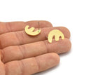 Earring Studs, 8 Raw Brass - Irregular Shaped Stud Earrings - Brass Earrings - Earrings (18x13x0.80mm) A2820