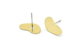 Earring Studs, 8 Raw Brass - Irregular Shaped Stud Earrings - Brass Earrings - Earrings (14x8x0.80mm) A2807