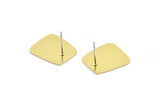 Earring Studs, 8 Raw Brass - Irregular Shaped Stud Earrings - Brass Earrings - Earrings (17x15x0.80mm) A2831