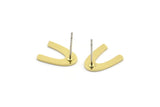Earring Studs, 8 Raw Brass - U Shape Earrings - Brass Earrings - Earrings (14x10x0.80mm) A2819