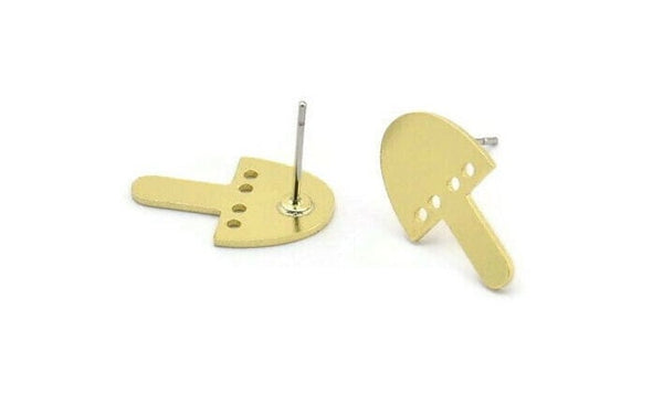 Earring Studs, 8 Raw Brass - Irregular Shaped Stud Earrings - Brass Earrings - Earrings (18x11x0.80mm) A2814