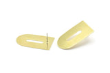 Brass Stud Earring, 4 Raw Brass D Shaped Stud Earrings (35x20x0.80mm) M03162 A2610