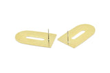 Brass Stud Earring, 4 Raw Brass D Shaped Stud Earrings (35x20x0.80mm) M03162 A2610