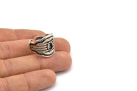 Silver Royal Ring, Antique Silver Plated Brass Royal Ring With 1 Stone Settings - Pad Size 6x4mm N2020 H1451