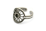 Silver Ring Settings, 2 Antique Silver Plated Brass Sun Rings With 1 Stone Setting - Pad Size 4mm N2004 H1456