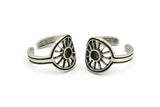 Silver Ring Settings, 2 Antique Silver Plated Brass Sun Rings With 1 Stone Setting - Pad Size 4mm N2004 H1456