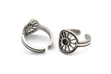 Silver Ring Settings, 2 Antique Silver Plated Brass Sun Rings With 1 Stone Setting - Pad Size 4mm N2004 H1456