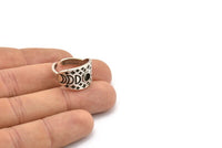 Silver Ring Settings, Antique Silver Plated Brass Moon Phases Shaped Ring With 1 Stone Setting - Pad Size 4mm N2003 H1457