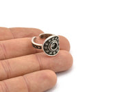 Silver Royal Ring, Antique Silver Plated Brass Royal Ring With 1 Stone Settings - Pad Size 5mm N2021 H1448