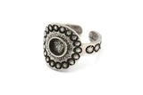 Silver Royal Ring, Antique Silver Plated Brass Royal Ring With 1 Stone Settings - Pad Size 6mm N2008 H1461