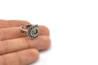Silver Royal Ring, Antique Silver Plated Brass Royal Ring With 1 Stone Settings - Pad Size 6mm N2008 H1461