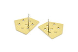 Earring Studs, 8 Raw Brass - Irregular Shaped Triangle Patterned Stud Earrings - Brass Earrings - Earrings (17x18x0.80mm) A2816