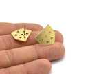 Earring Studs, 8 Raw Brass - Irregular Shaped Triangle Patterned Stud Earrings - Brass Earrings - Earrings (17x18x0.80mm) A2816