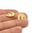 Earring Studs, 8 Raw Brass - Irregular Shaped Stud Earrings - Brass Earrings - Earrings (13x18x0.80mm) A2825