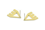 Earring Studs, 8 Raw Brass - Ethnic Motif Shaped Stud Earrings - Brass Earrings - Earrings (18x16x0.80mm) A2829