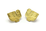 Brass Bird Earring, 2 Raw Brass Bird Stud Earrings (20x16x1.5mm) N1689