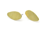 Brass Irregular Earring, 4 Textured Raw Brass Irregular Shaped Stud Earrings (20x11x0.80mm) M03263 A2618