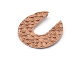 Rose Gold Geometric Pendant, 1 Rose Gold Plated Brass Geometric Fish Scale Textured Pendants With 2 Loops,Earrings (32mm) E190 Q0594