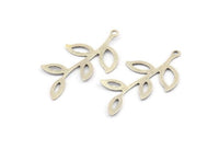 Silver Leaf Charm, 12 Antique Silver Plated Brass Leaf Charms With 1 Loop, Findings (35x19x0.50mm) A1386 Q0704