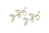 Silver Leaf Charm, 12 Antique Silver Plated Brass Leaf Charms With 1 Loop, Findings (35x19x0.50mm) A1386 Q0704
