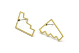Earring Studs, 8 Raw Brass - Irregular Shaped Stud Earrings - Brass Earrings - Earrings (17x14x0.80mm) A2824