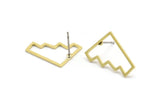 Earring Studs, 8 Raw Brass - Irregular Shaped Stud Earrings - Brass Earrings - Earrings (17x14x0.80mm) A2824